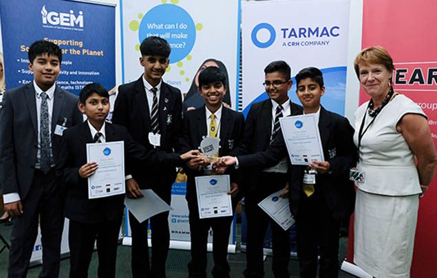 Sea Savers from Hodge Hill School holding their Solutions for the Planet trophy
