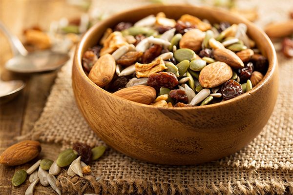 Trail mix in a bowl