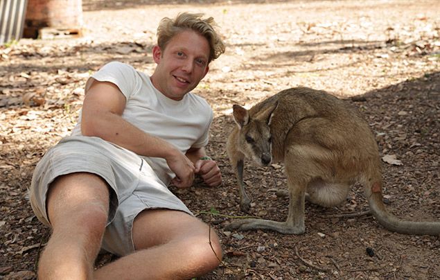 Out There With Jack Randall: Jack posing with a kangaroo