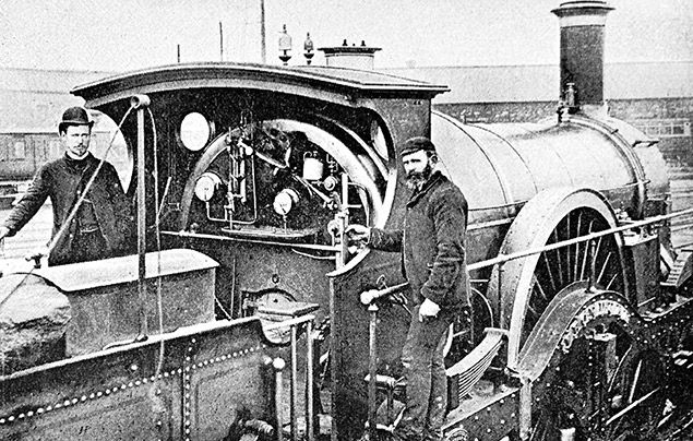 Victorian facts: black and white photograph of a steam engine