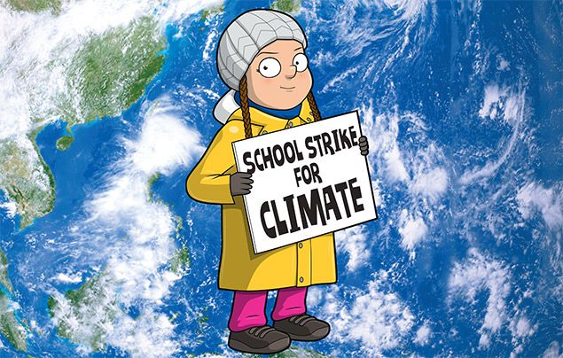 Greta Thunberg facts: illustration of Greta holding a 'School Strike for Climate' poster