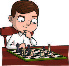 Alan Turing Facts | a young Alan sits at a wooden table in front of a chess board, deep in thought