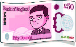 alan turing facts | alan's face smiles from a pink £50 note