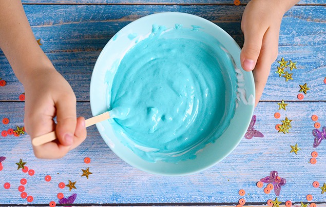 ecofriendly slime being stirred in a bowl