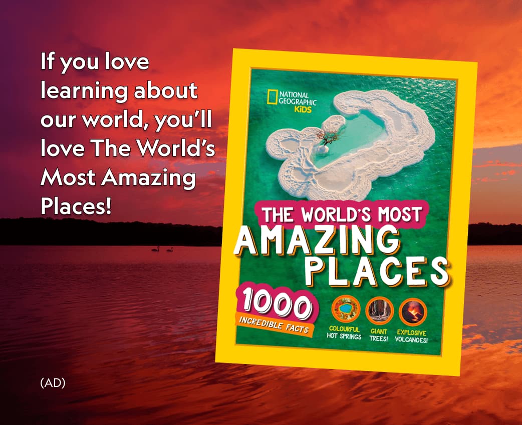 If you love learning about our world, you'll love The World's Most Amazing Places! is written on the post, which shows a Nat Geo Kids book called The World's Most Amazing Places