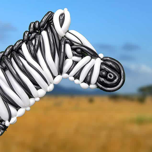 a zebra made from balloons