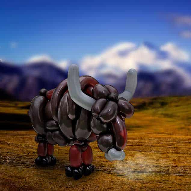 a yak made from balloons